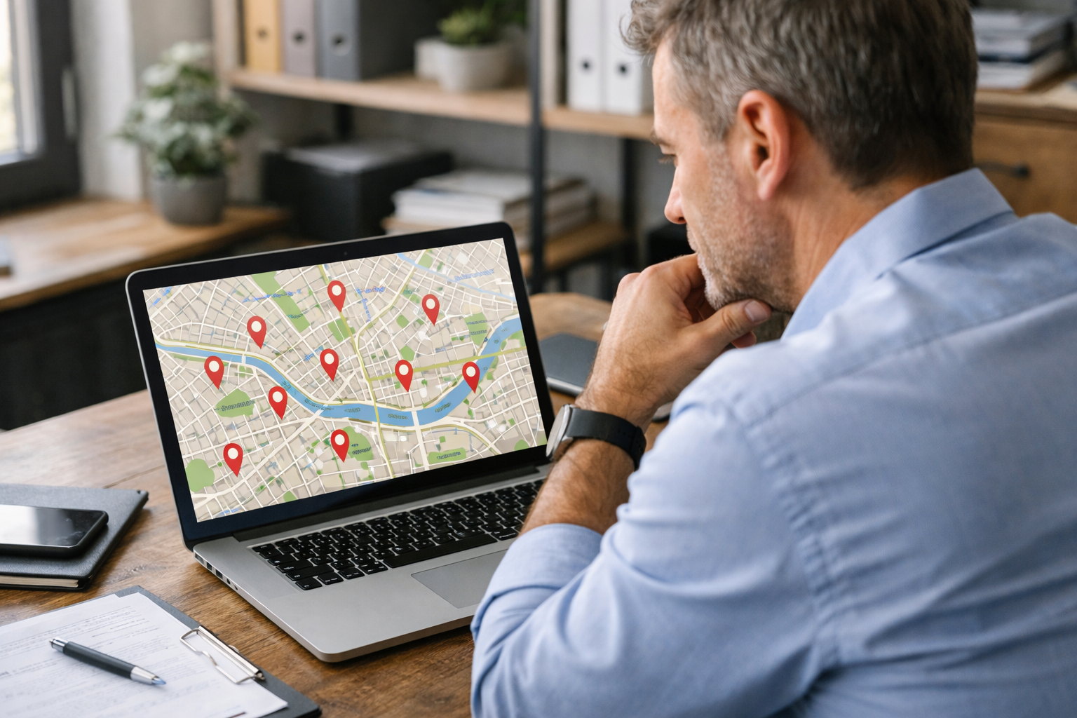 Analiza widoczności lokalnej firmy w Google Maps
